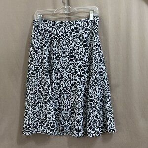 Tailor Vintage Skirt Black White Print A-Line Made USA Paper Tag Size 6